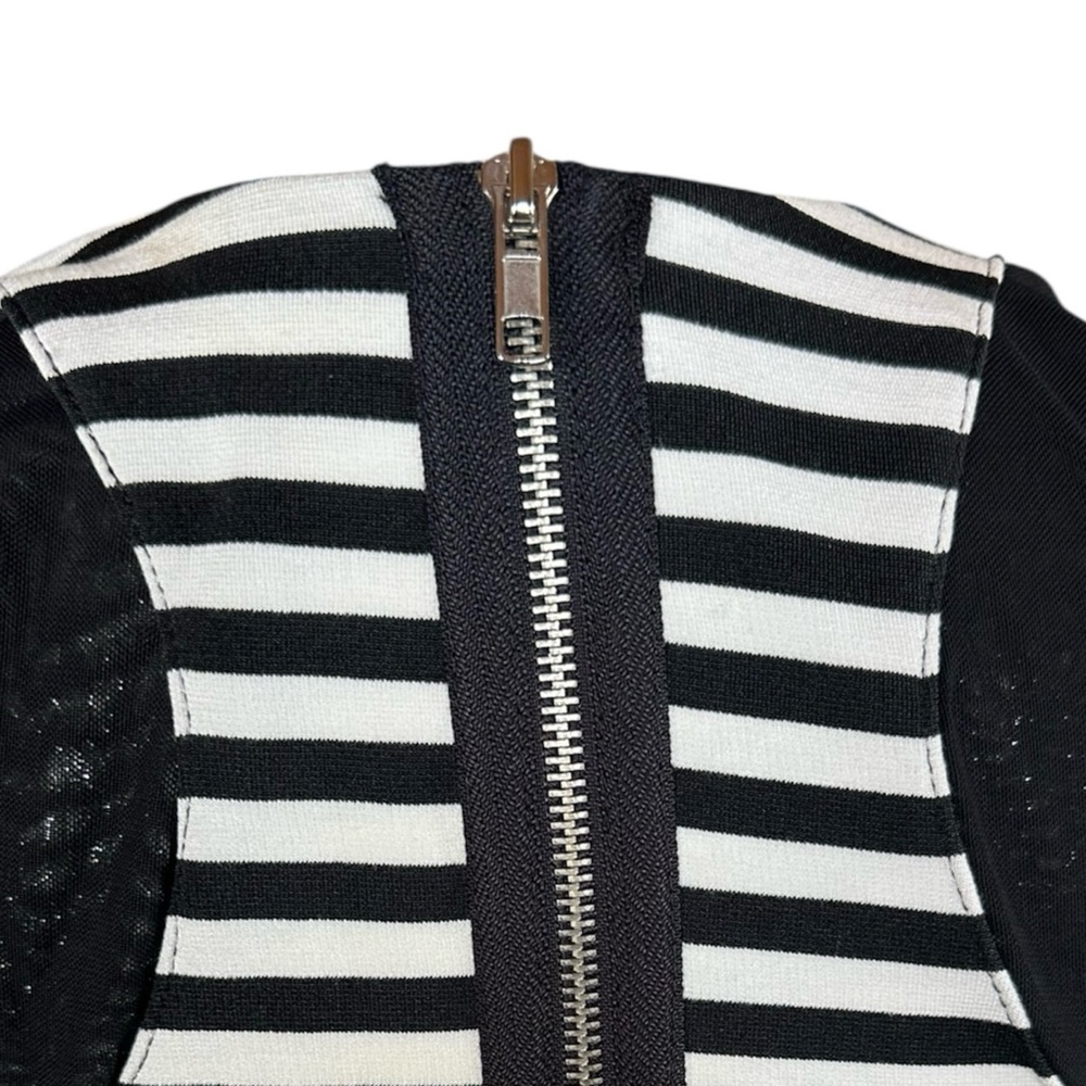 Sexy Hot Miami Styles Stretchy Black and White Striped Bodycon Dress Size Medium - Picture 5 of 7